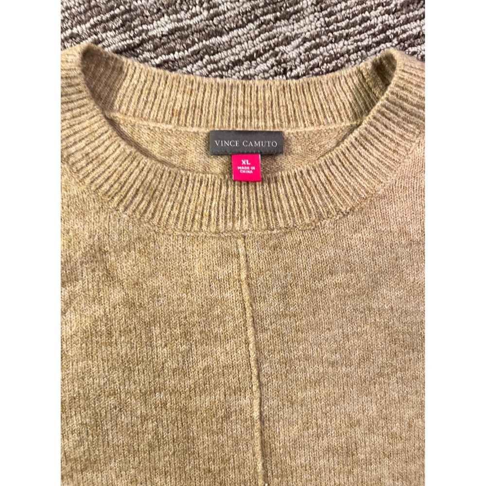 Vince Camuto Womens Colorblock Crewneck Sweater Tan Navy Blue XL
